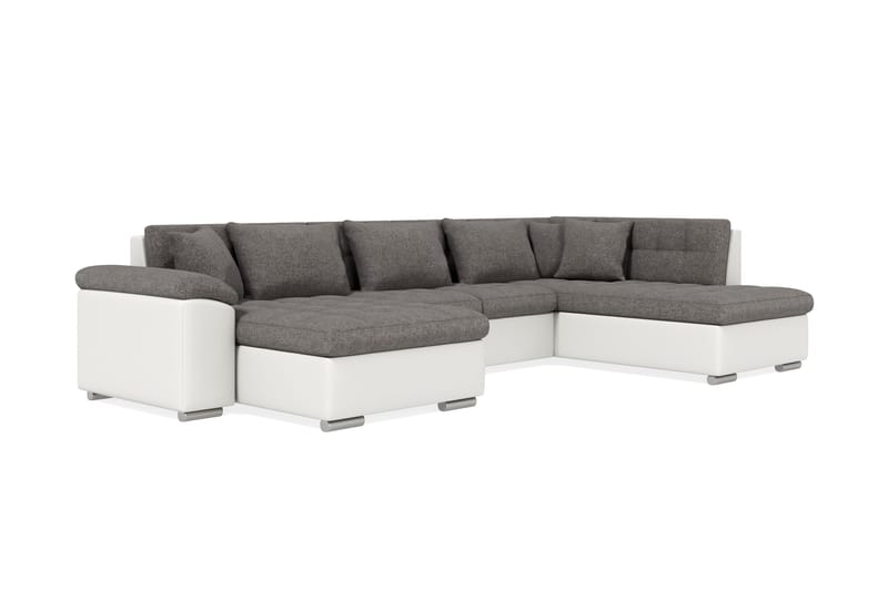 VILLOSA Hörnbäddsoffa Divan med Förvaring Vänster Ljusgrå/Vi - Ljusgrå/Vit - Möbler - Vardagsrum - Bäddsoffor - U bäddsoffa