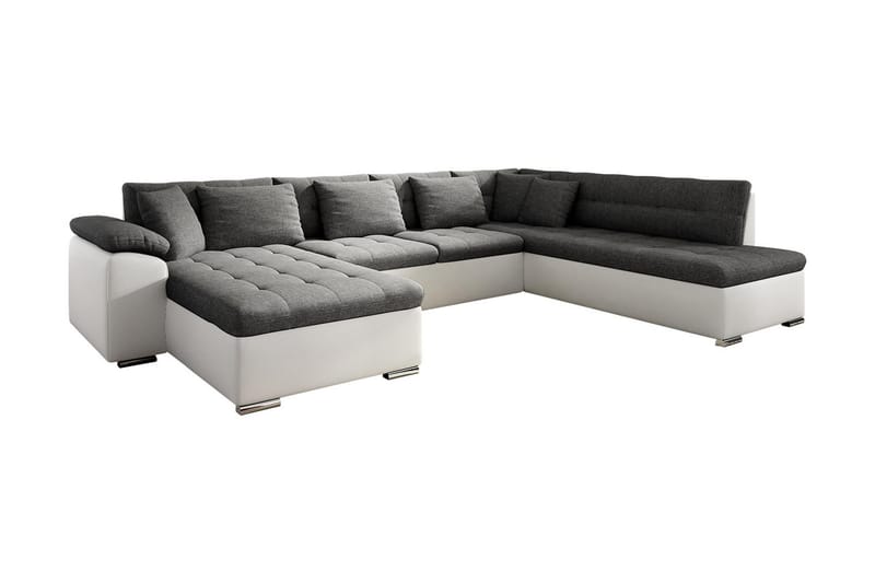 VILLOSA Hörnbäddsoffa Divan med Förvaring Vänster Ljusgrå/Vi - Ljusgrå/Vit - Möbler - Vardagsrum - Bäddsoffor - U bäddsoffa