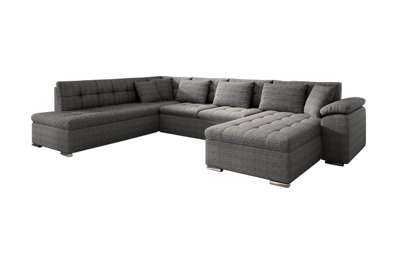 VILLOSA U-Bäddsoffa 350x205x76 cm Divan Höger - Mörkgrå - Möbler - Vardagsrum - Bäddsoffor - U bäddsoffa