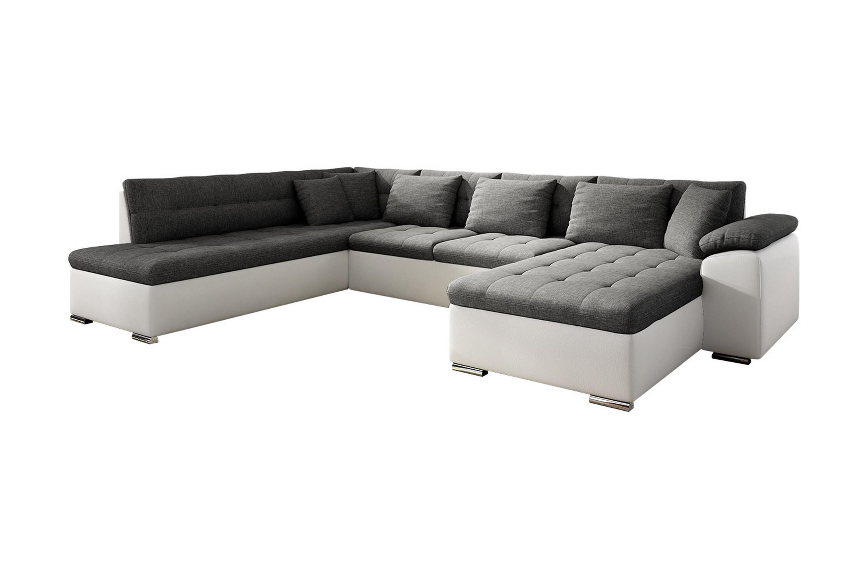 villosa u-bäddsoffa 350x205x76 cm divan höger - vit/grå