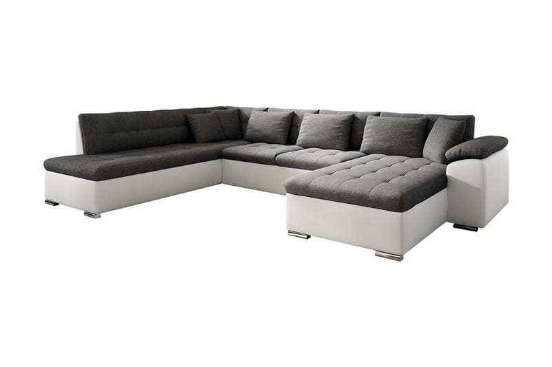 VILLOSA U-Bäddsoffa 350x205x76 cm Divan Höger - Vit/Grå - Möbler - Vardagsrum - Bäddsoffor - U bäddsoffa