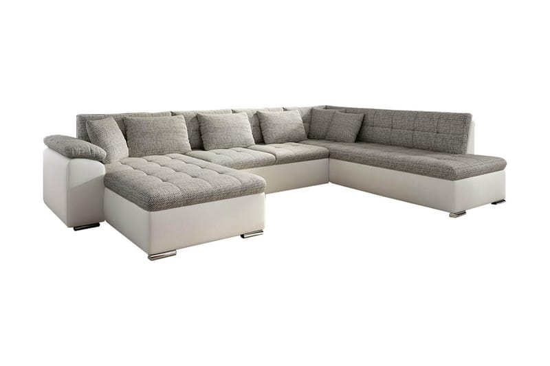 VILLOSA U-Bäddsoffa 350x205x76 cm Divan Vänster - Beige/Grå - U bäddsoffa - Bäddsoffor