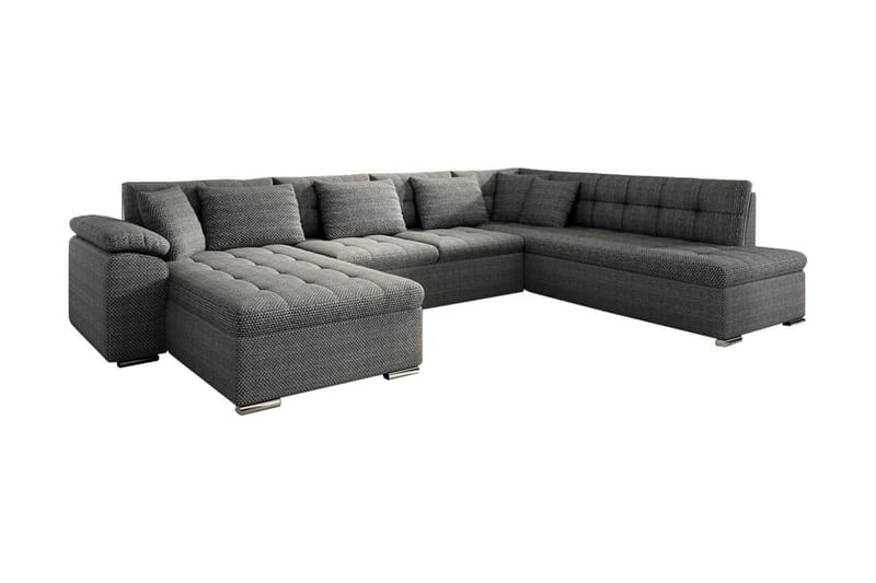 VILLOSA U-Bäddsoffa 350x205x76 cm Divan Vänster - Mörkgrå - Möbler - Vardagsrum - Bäddsoffor - U bäddsoffa