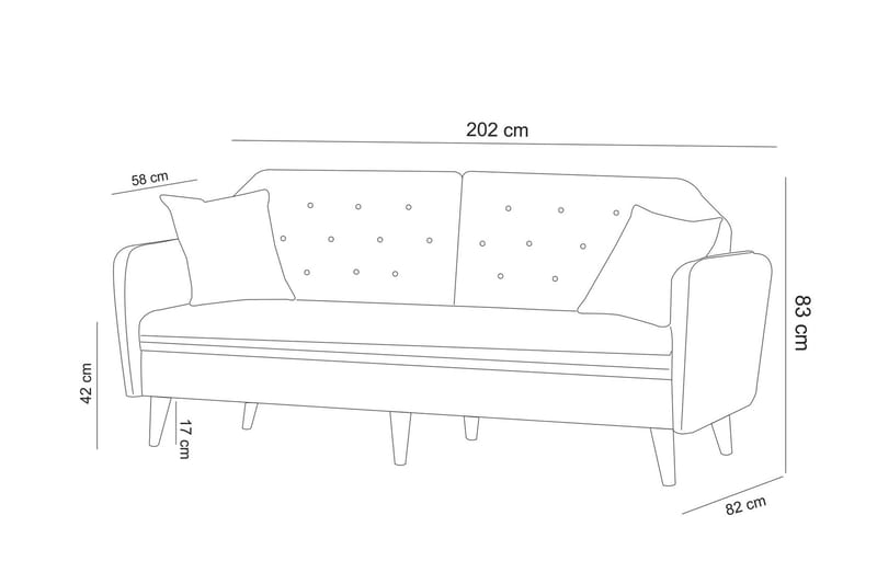 VINCENZO Bäddsoffa 3-sits Mörkblå - Bäddsoffor - 3-sits bäddsoffa