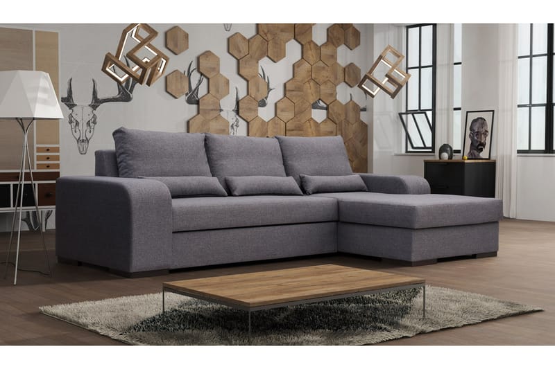 VIRAGO Divanbäddsoffa 285x165x90 cm - Grå - Möbler - Vardagsrum - Bäddsoffor