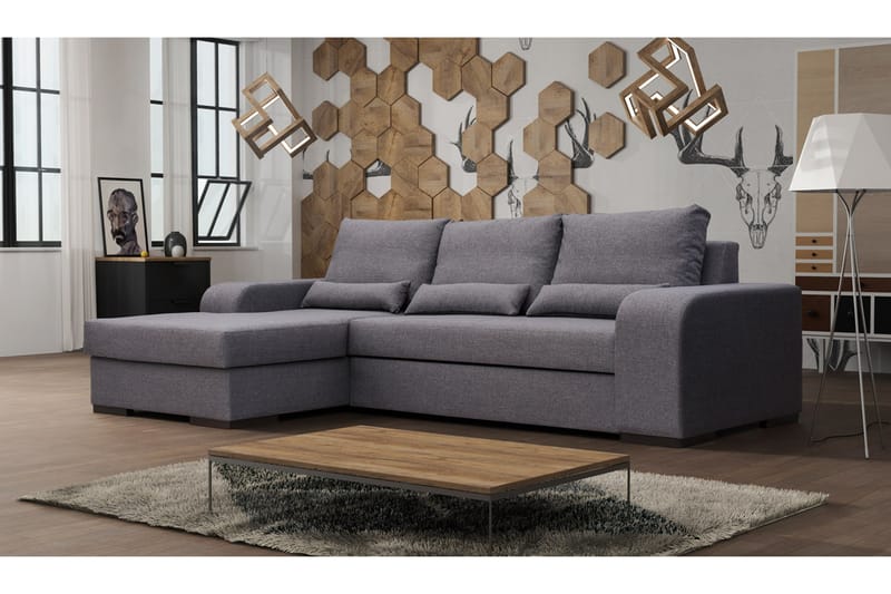 VIRAGO Divanbäddsoffa 285x165x90 cm - Grå - Möbler - Vardagsrum - Bäddsoffor