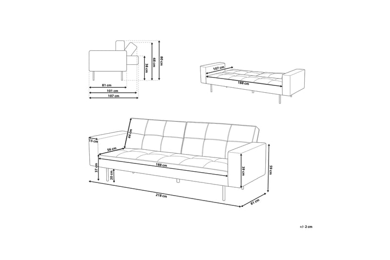 VISNES Bäddsoffa 218 cm - Möbler - Vardagsrum - Bäddsoffor