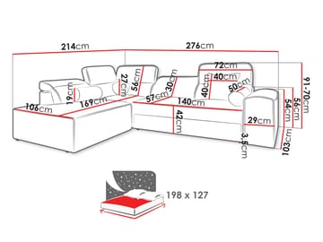 Vitoran 3-sits Bäddsoffa med Schäslong Högervänd - vit - Möbler - Vardagsrum - Bäddsoffor - Hörnbäddsoffa