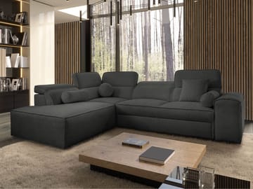 Vitoran 3-sits Bäddsoffa med Schäslong Vänstervänd - svart - Möbler - Vardagsrum - Bäddsoffor - Hörnbäddsoffa