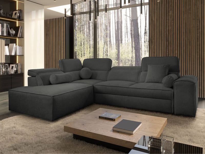 Vitoran 3-sits Bäddsoffa med Schäslong Vänstervänd - svart - Möbler - Vardagsrum - Bäddsoffor - Hörnbäddsoffa