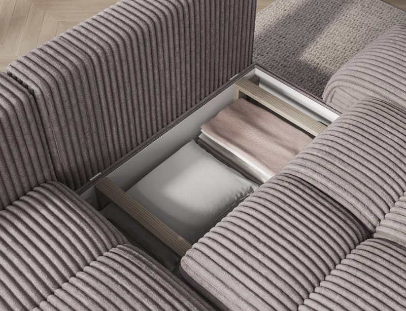 Vittario 3-sits Bubblig Bäddsoffa med Divan och förvaring Vänster - Modullo 03 - Möbler - Vardagsrum - Bäddsoffor - Hörnbäddsoffa