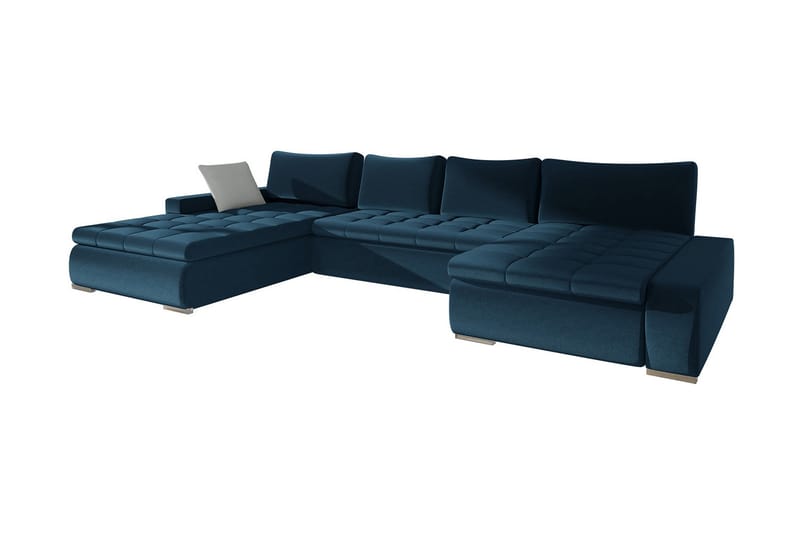VRIZO Bäddsoffa Dubbeldivan 4-sits 340x140 cm U-formad - Blå - Möbler - Vardagsrum - Bäddsoffor - U bäddsoffa