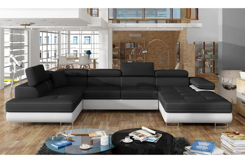 Vueltas Hörnbäddsoffa - Svart/Vit - Möbler - Vardagsrum - Bäddsoffor - Hörnbäddsoffa