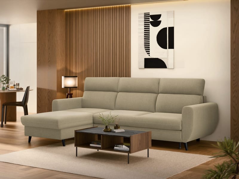 Vylon 3-sits Bäddsoffa med divan - Beige - Möbler - Vardagsrum - Bäddsoffor - Hörnbäddsoffa