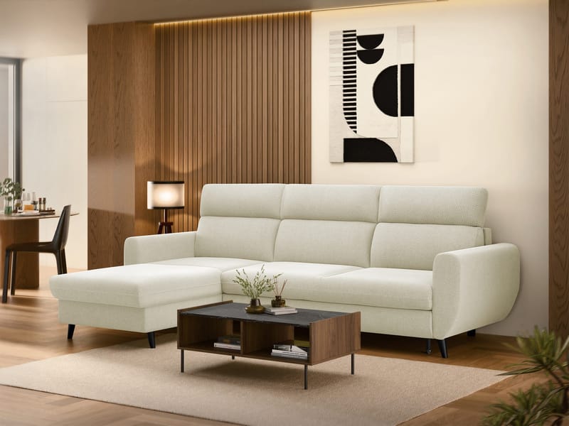 Vylon 3-sits Bäddsoffa med divan - beige - Möbler - Vardagsrum - Bäddsoffor - Hörnbäddsoffa