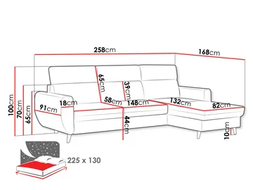 Vylon 3-sits Bäddsoffa med divan - Bl å - Möbler - Vardagsrum - Bäddsoffor