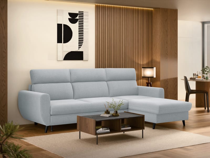 Vylon 3-sits Bäddsoffa med divan - Blå - Möbler - Vardagsrum - Bäddsoffor - Hörnbäddsoffa