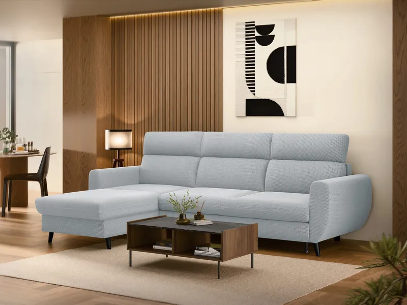 Vylon 3-sits Bäddsoffa med divan - Blå - Möbler - Vardagsrum - Bäddsoffor - Hörnbäddsoffa