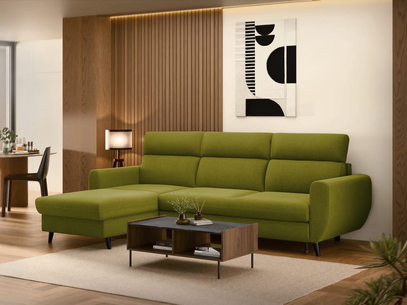 Vylon 3-sits Bäddsoffa med divan - Grön - Möbler - Vardagsrum - Bäddsoffor - Hörnbäddsoffa
