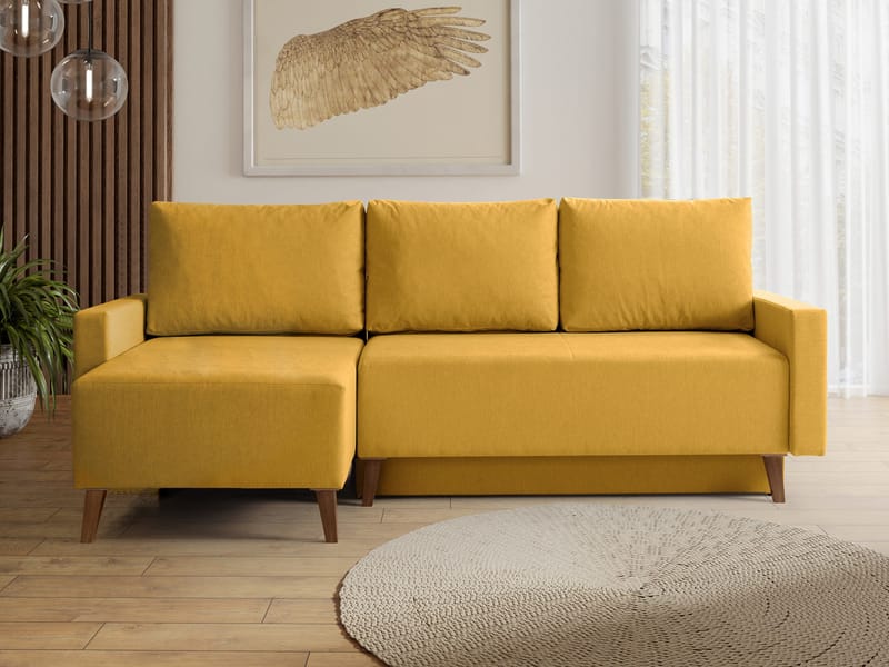 Waldsten 3-sits Bäddsoffa med Divan - Gul - Möbler - Vardagsrum - Bäddsoffor - Hörnbäddsoffa