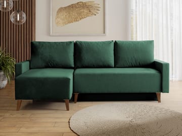 Waldsten 3-sits Bäddsoffa med Divan - Mörkgrön - Möbler - Vardagsrum - Bäddsoffor - Hörnbäddsoffa