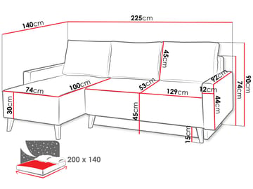 Waldsten 3-sits Bäddsoffa med Divan - Mörkgrön - Möbler - Vardagsrum - Bäddsoffor - Hörnbäddsoffa