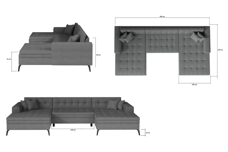 Wheatland U-bäddsoffa Dubbeldivan Beige - Möbler - Vardagsrum - Bäddsoffor - U bäddsoffa