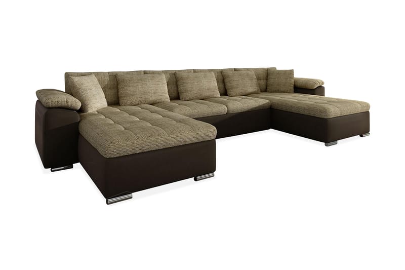 WICENZA U-Bäddsoffa 375x155x76 cm - Beige/Brun - Möbler - Vardagsrum - Bäddsoffor - U bäddsoffa