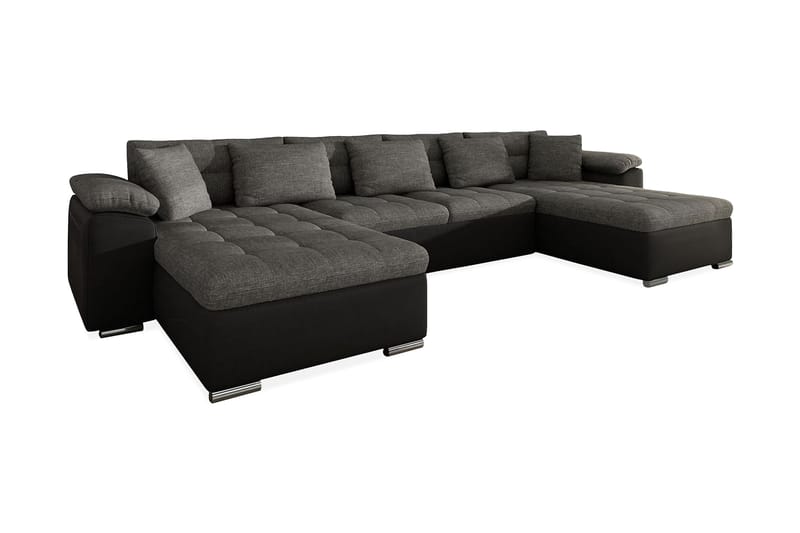 WICENZA U-Bäddsoffa 375x155x76 cm - Grå/Svart - Möbler - Vardagsrum - Bäddsoffor - U bäddsoffa