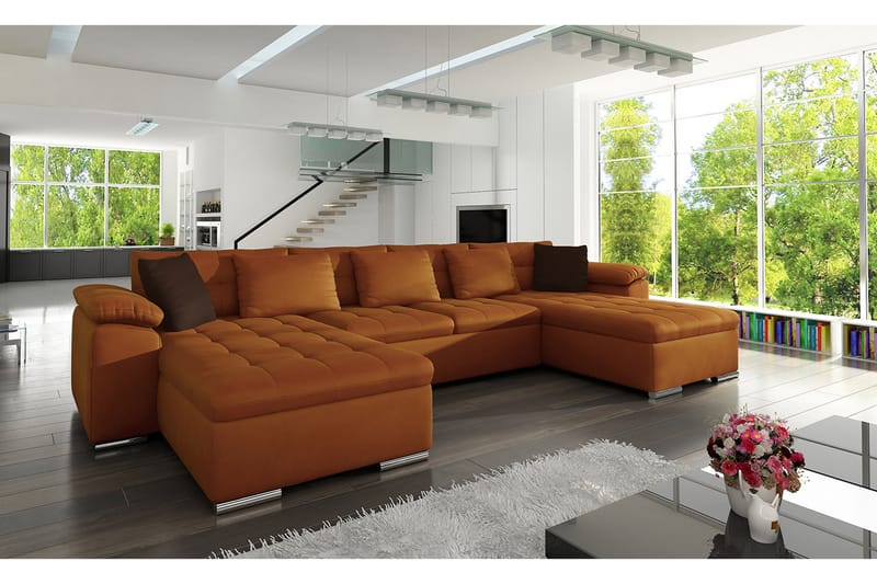 WICENZA U-Bäddsoffa 375x155x76 cm - Orange - Möbler - Vardagsrum - Bäddsoffor - U bäddsoffa
