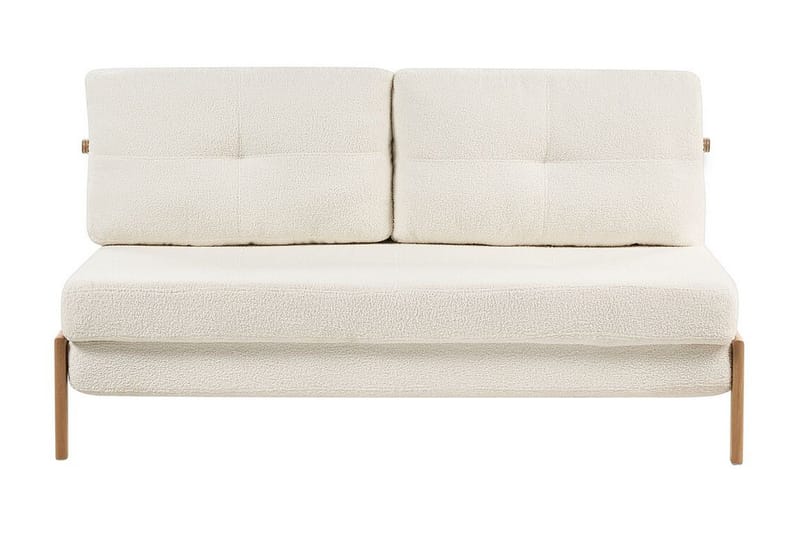Wigwig 2-sits Fällbar Bäddsoffa 146x200 cm i Boucle med Träben, Gräddvit