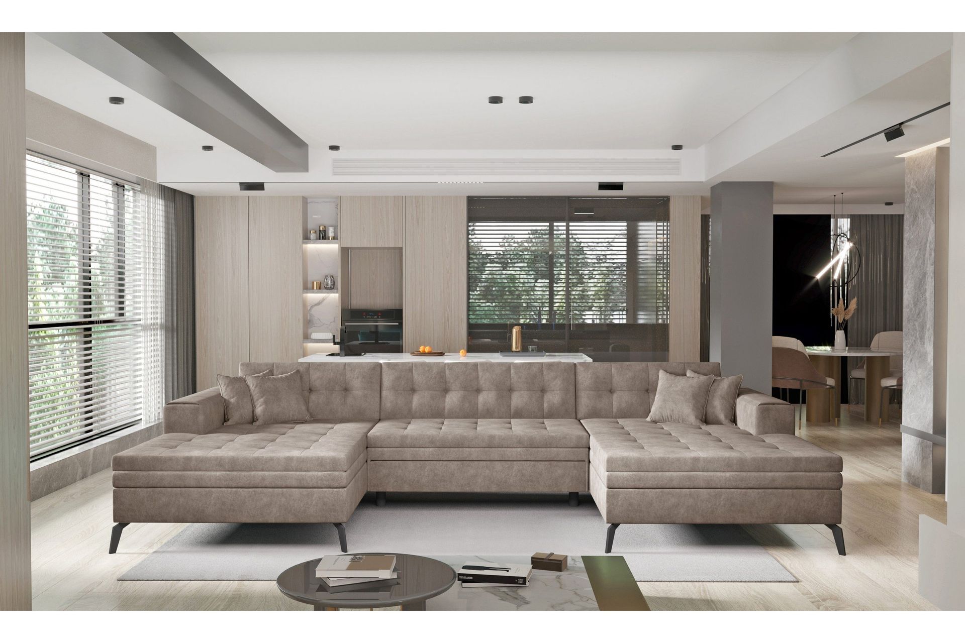 Willows U-b&auml;ddsoffa Dubbeldivan - Beige