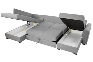 Wilma 6-sits Bäddsoffa med Schäslong i Tyg med Konstläderunderrede - Mellangrå - Möbler - Vardagsrum - Bäddsoffor - U bäddsoffa