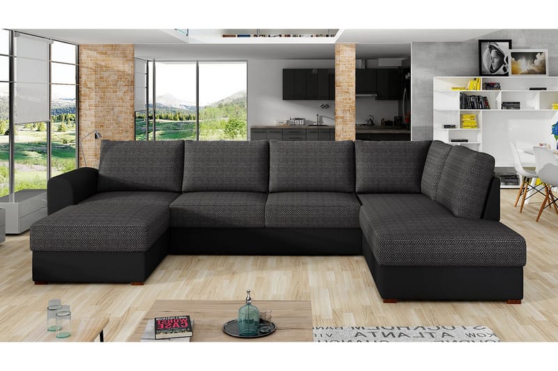 Wilma 6-sits Bäddsoffa - Mörkgrå/Svart - Möbler - Vardagsrum - Bäddsoffor - U bäddsoffa