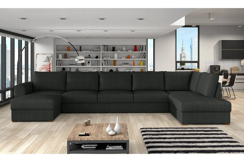 Wilma 6-sits Bäddsoffa - Svart - Möbler - Vardagsrum - Bäddsoffor - U bäddsoffa