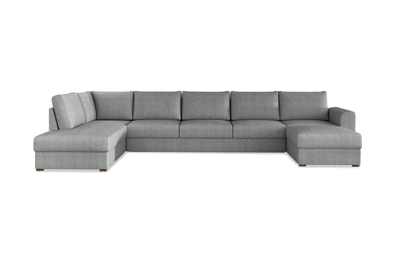 Wilma Bäddbar Längsbäddad Bäddsoffa 141x340 cm med Förvaring i Tyg, Grå
