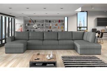 Wilma Bäddsoffa 141x340 cm med Förvaring i Tyg - Grå - Möbler - Vardagsrum - Bäddsoffor - U bäddsoffa