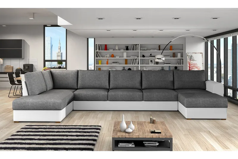 Wilma Hörnsoffa Vänster - Grå/Vit - Möbler - Vardagsrum - Bäddsoffor - U bäddsoffa