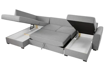 Wilma Stor 6-sits U-formad Bäddsoffa med Förvaring - Svart - Möbler - Vardagsrum - Bäddsoffor - U bäddsoffa