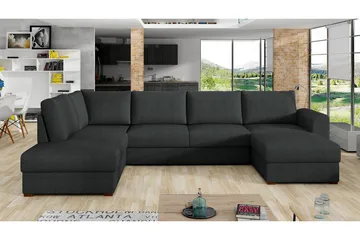 Wilma Stor 6-sits U-formad Bäddsoffa med Förvaring - Svart - Möbler - Vardagsrum - Bäddsoffor - U bäddsoffa