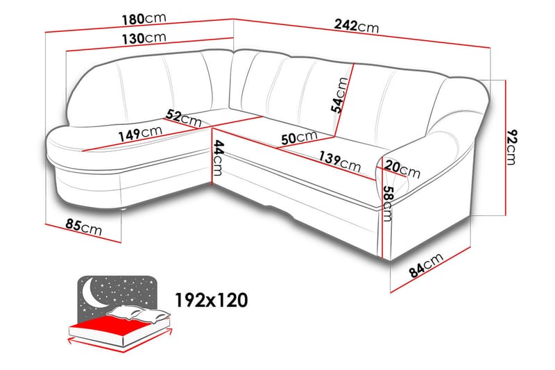 WINCHCESTER 7-sits Hörnbäddsoffa Vänster - Svart - Möbler - Vardagsrum - Bäddsoffor - Hörnbäddsoffa