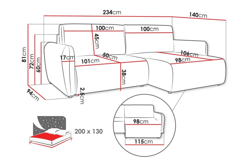 Wymer Bäddsoffa m. Divan 2-sits - Grå - Möbler - Vardagsrum - Bäddsoffor