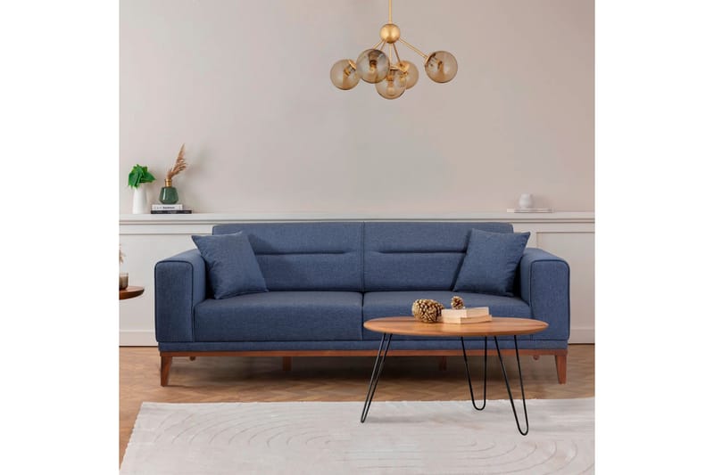 Wyong 3-sits Rektangulär Längsbäddad Bäddsoffa 94x223 cm i Tyg - Dovblå - Möbler - Vardagsrum - Bäddsoffor