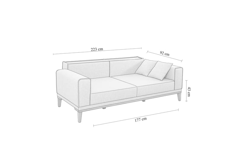 Wyong Bäddsoffa 3-sits 223x94 cm - Blå - Möbler - Vardagsrum - Bäddsoffor