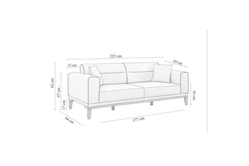 Wyong Bäddsoffa 3-sits 223x94 cm - Grå - Möbler - Vardagsrum - Bäddsoffor