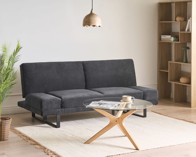 York 2-sits Längsbäddad Fällbar Bäddsoffa 105x190 cm i Chenille - Antracit - Möbler - Vardagsrum - Bäddsoffor - 2-sits bäddsoffa