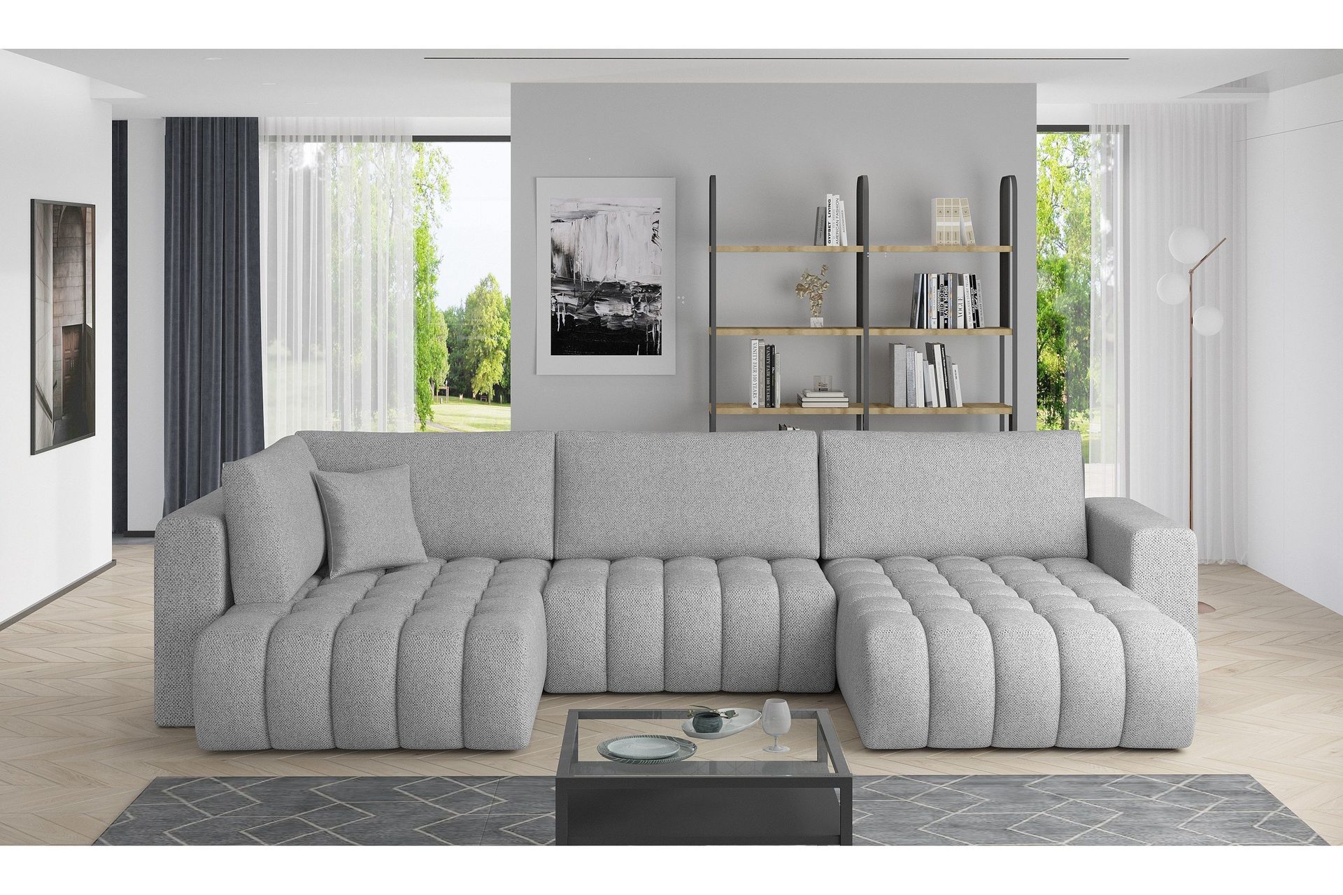 Yorktown U-b&auml;ddsoffa Divan H&ouml;ger - Ljusgr&aring;