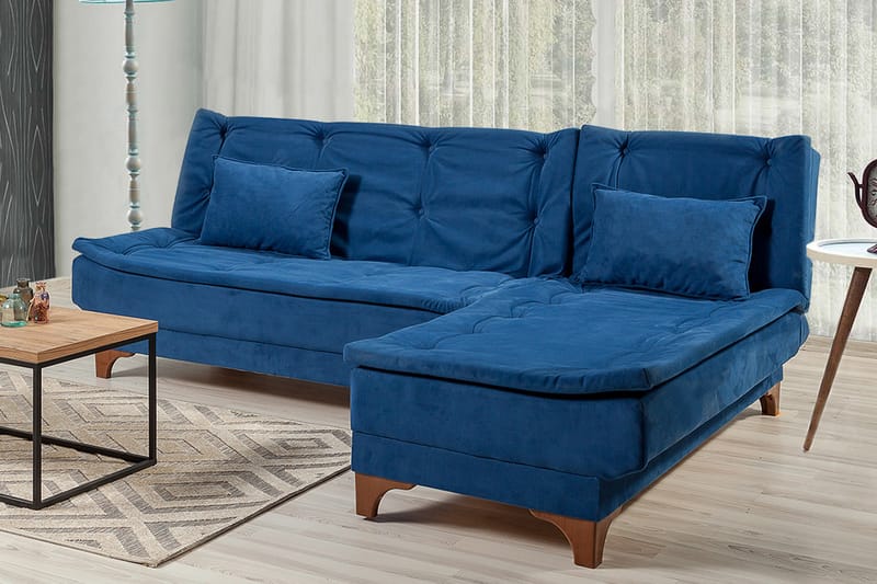 ZAGURSKI Bäddsoffa med Divan Höger Blå - Möbler - Vardagsrum - Bäddsoffor