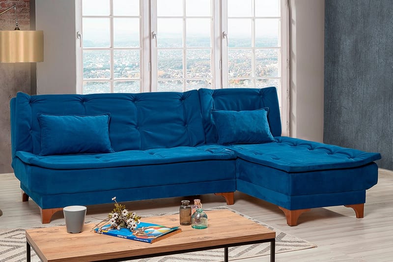 ZAGURSKI Bäddsoffa med Divan Höger Blå - Möbler - Vardagsrum - Bäddsoffor