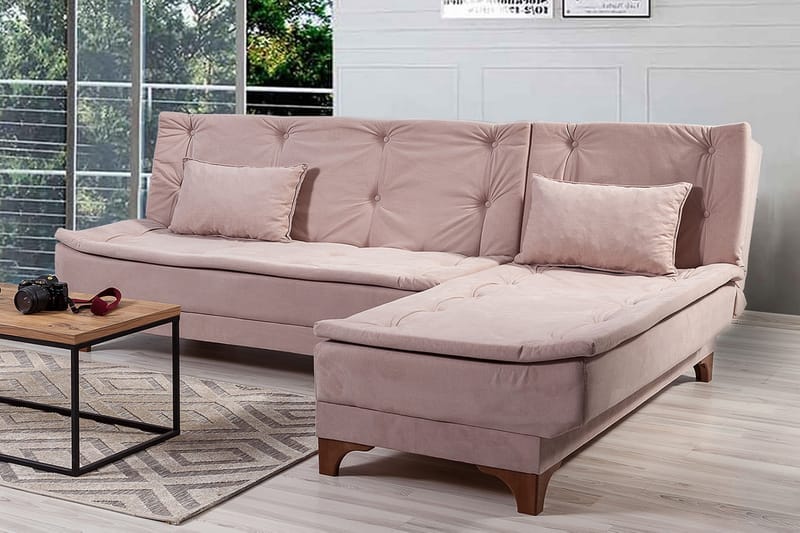 ZAGURSKI Bäddsoffa med Divan Höger Brun - Möbler - Vardagsrum - Bäddsoffor
